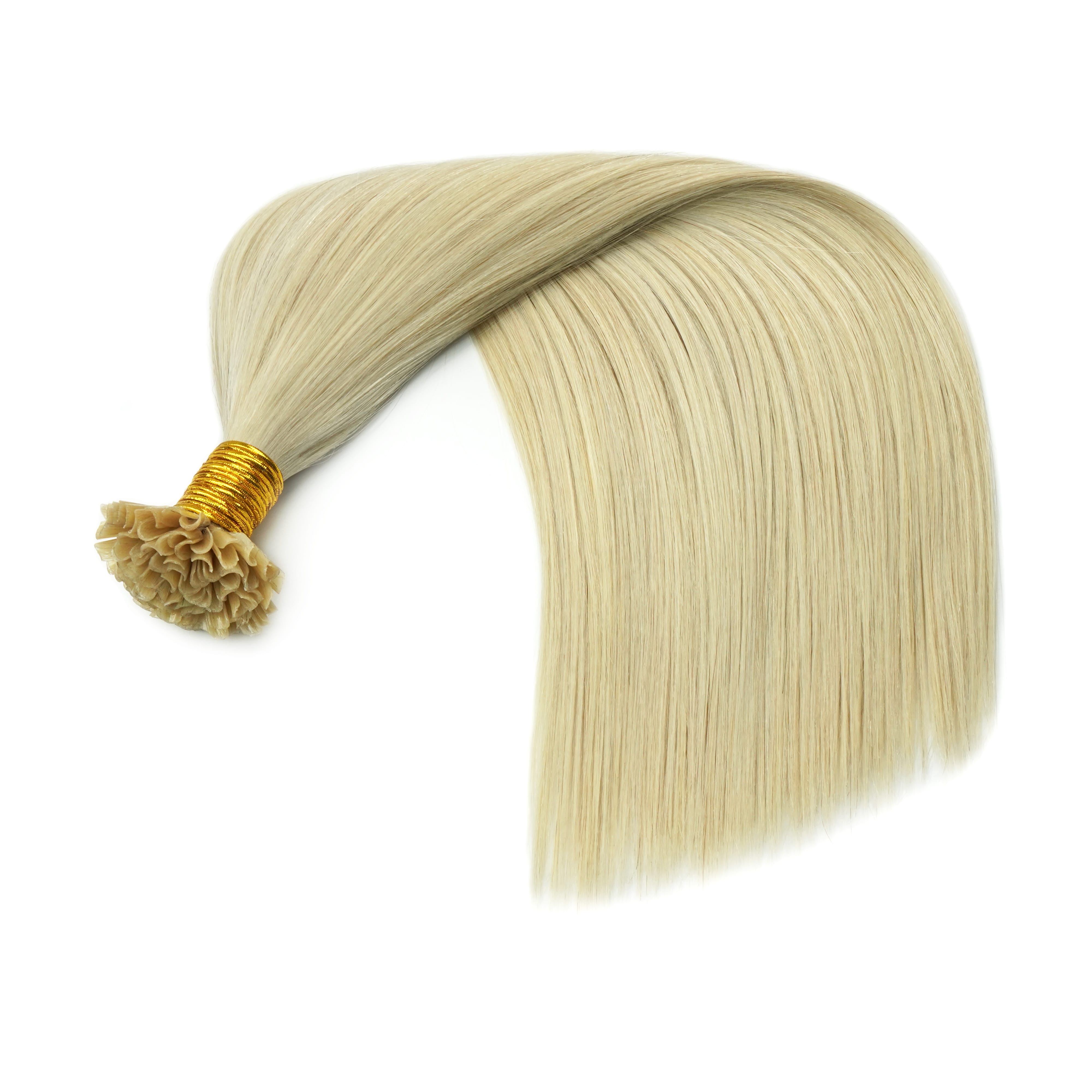 Blonde U Tip hair extensions for classic heat bond placement training