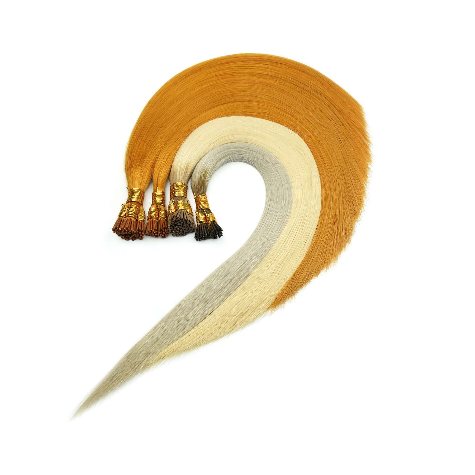 Mixed I Tip hair extensions color samples for shade testing and salon stock planning