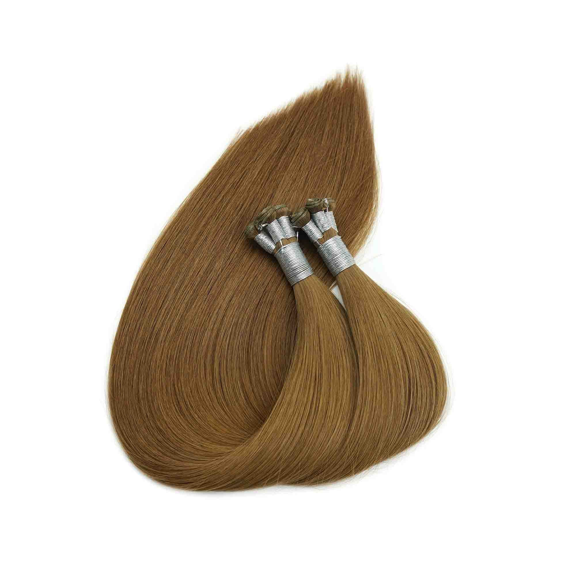 Warm brown weft hair extension for natural thin hair blending