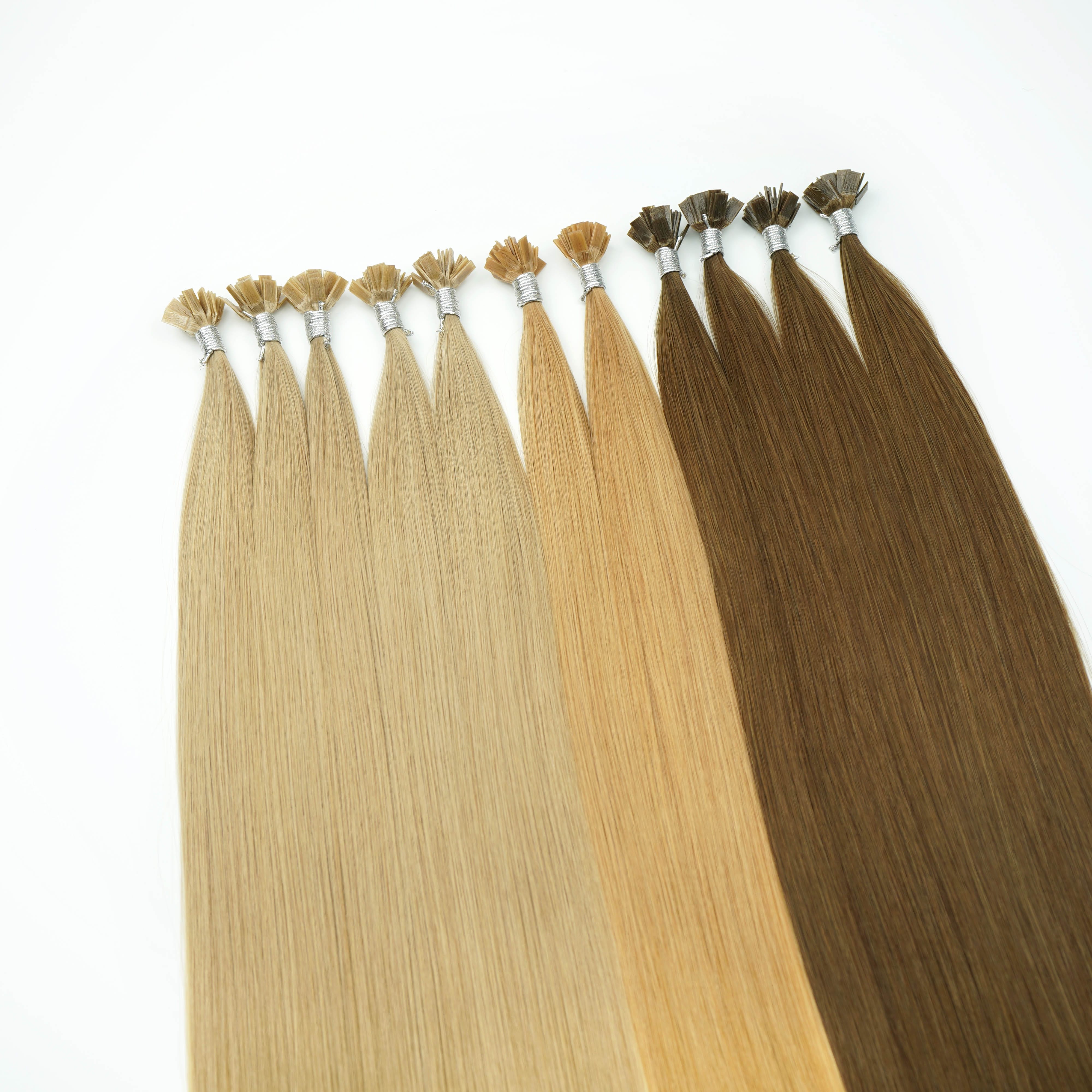 F Tip hair extensions shade range for salon color matching and sample planning