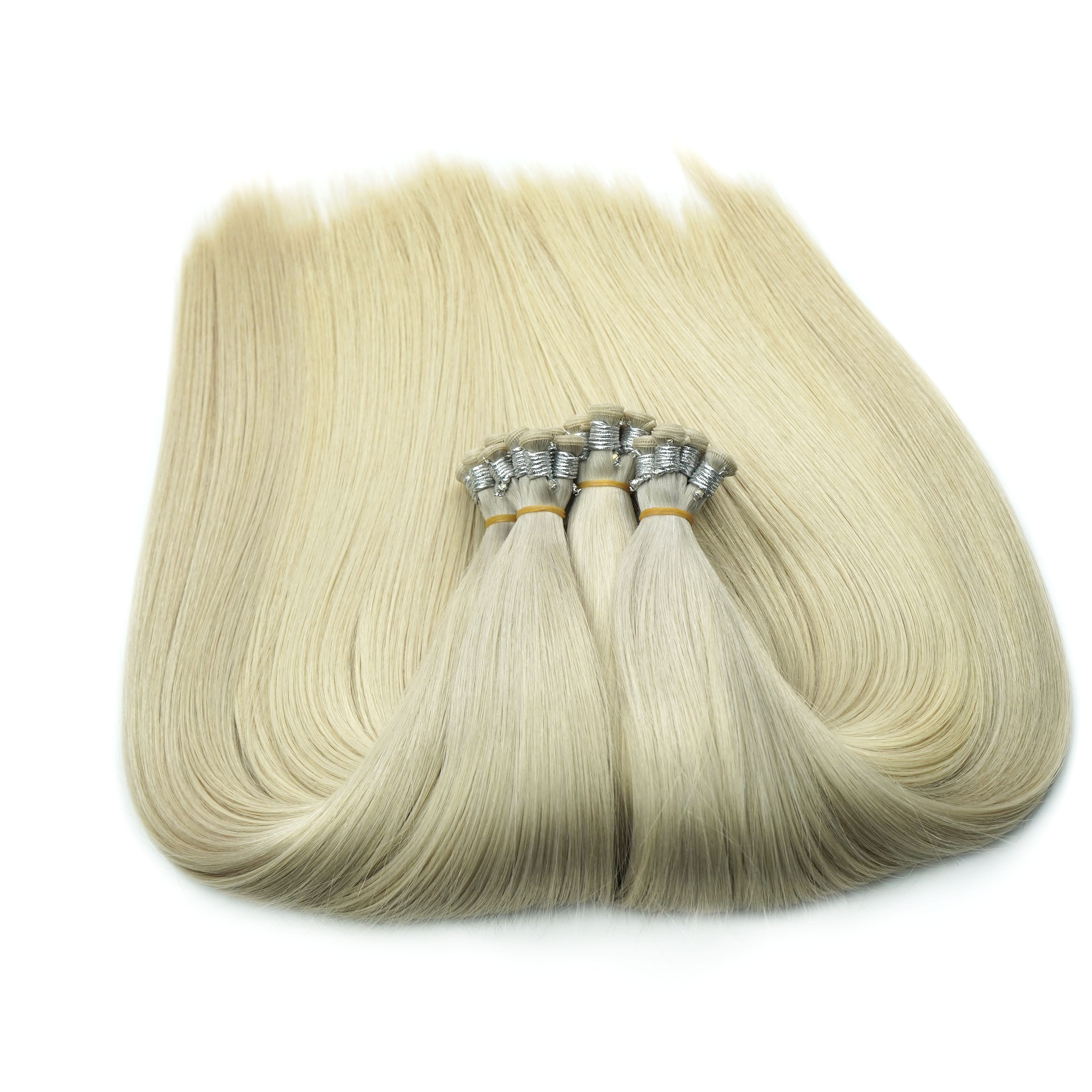 Light blonde weft extension for soft polished thin hair styling